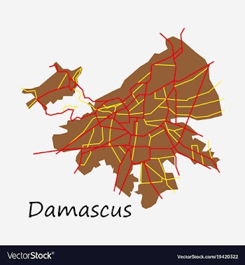Flat map design - damascus city vector image