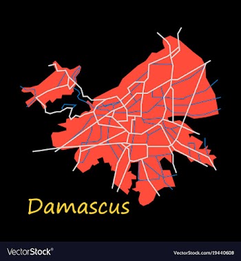 Flat map design - damascus city vector image
