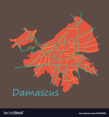 Flat map design - damascus city vector image