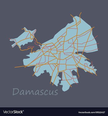Flat map design - damascus city vector image