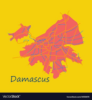 Flat map design - damascus city vector image