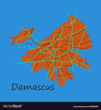 Flat map design - damascus city vector image
