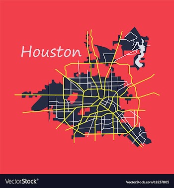 Flat map houston city texas roads vector image