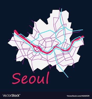 Flat map of seoul with borders of the regions vector image