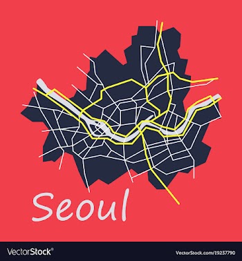 Flat map of seoul with borders of the regions vector image