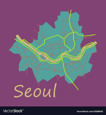 Flat map of seoul with borders of the regions vector image