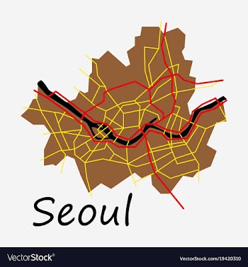 Flat map of seoul with borders of the regions vector image
