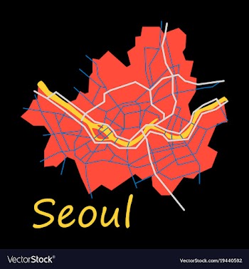 Flat map of seoul with borders of the regions vector image