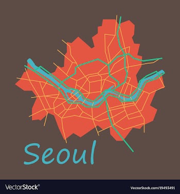 Flat map of seoul with borders of the regions vector image