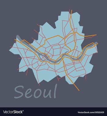 Flat map of seoul with borders of the regions vector image