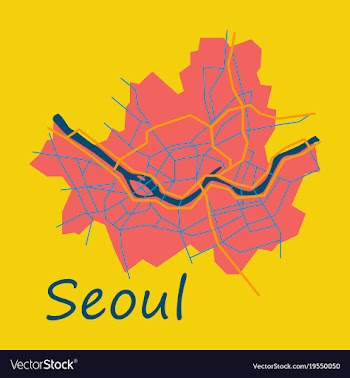 Flat map of seoul with borders of the regions vector image
