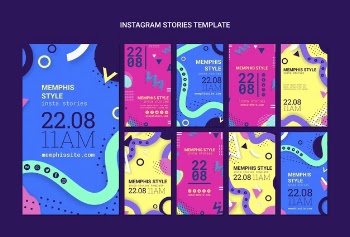 Flat memphis style instagram stories collection Free Psd