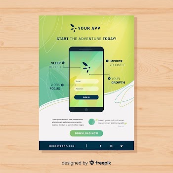 Flat mobile app poster