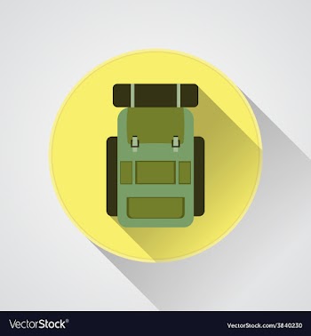  					Flat modern set of three hiking backpacks Three vector image														
