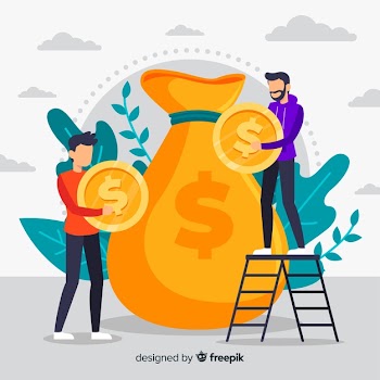 Flat money saving concept background Free Vector