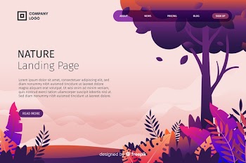 Flat nature landing page template Free Vector