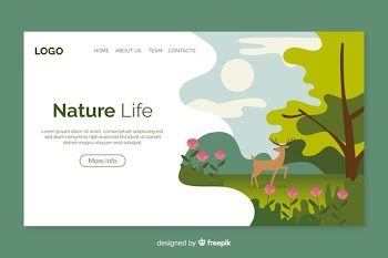 Flat nature landing page template Free Vector