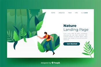 Flat nature landing page template Free Vector
