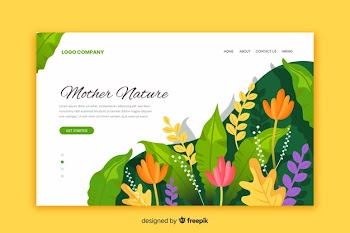 Flat nature landing page template Free Vector