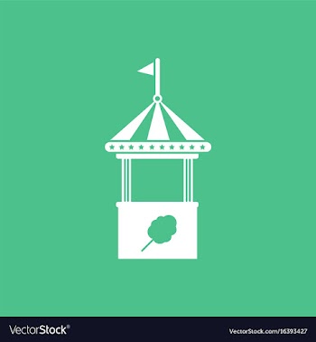 Flat of cotton candy cart cart cotton confection vector image