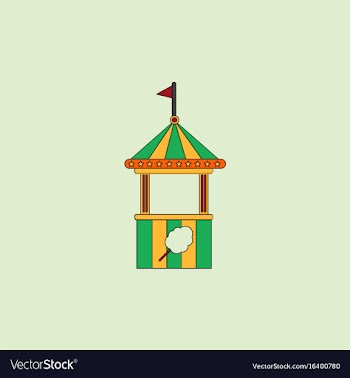 Flat of cotton candy cart cart cotton confection vector image