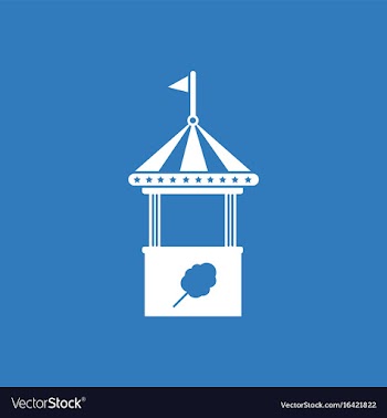 Flat of cotton candy cart cart cotton confection vector image