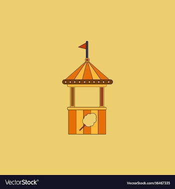 Flat of cotton candy cart cart cotton confection vector image
