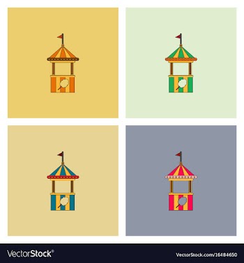 Flat of cotton candy cart cart cotton confection vector image