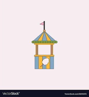 Flat of cotton candy cart cart cotton confection vector image