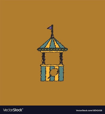 Flat of cotton candy cart cart cotton confection vector image