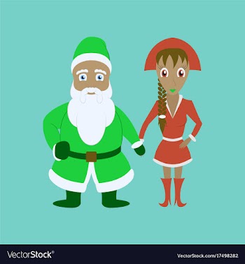 Flat of santa claus and christmas girl vector image