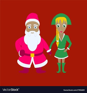 Flat of santa claus and christmas girl vector image
