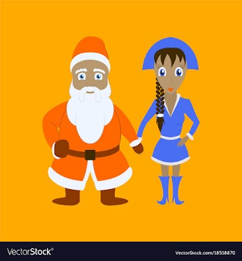 Flat of santa claus and christmas girl vector image