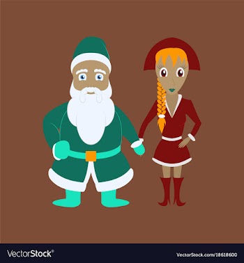 Flat of santa claus and christmas girl vector image