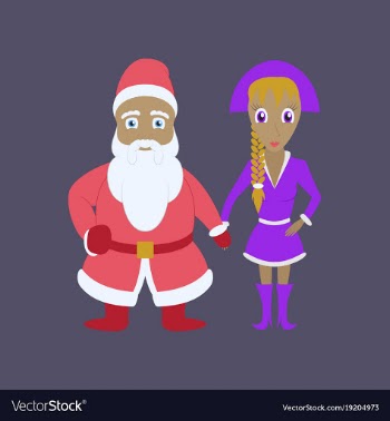 Flat of santa claus and christmas girl vector image