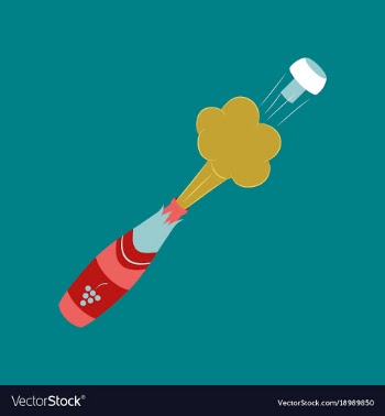Flat on background bottle of champagne vector image