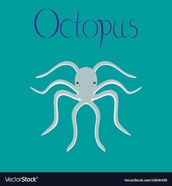 Flat on background octopus vector image