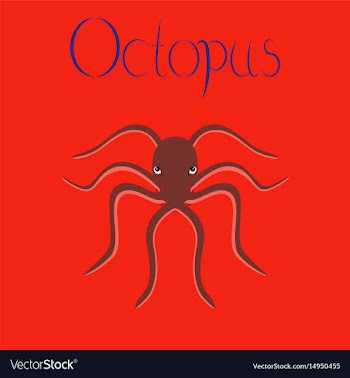 Flat on background octopus vector image
