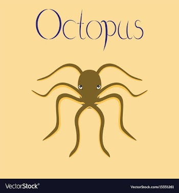 Flat on background octopus vector image