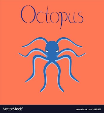 Flat on background octopus vector image