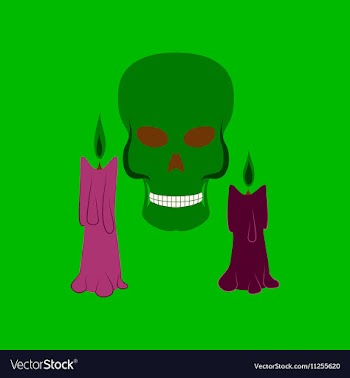 Flat on background of candle skull vector image