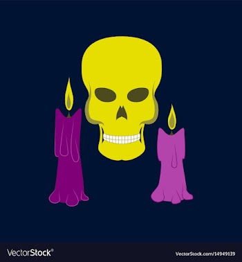 Flat on background of candle skull vector image