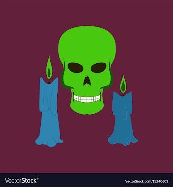 Flat on background of candle skull vector image
