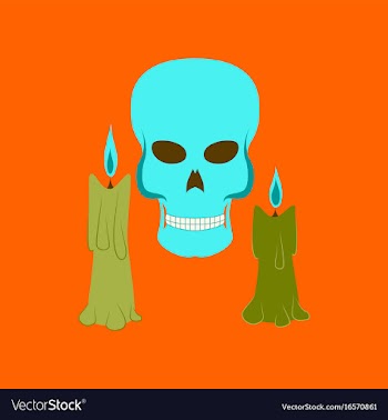 Flat on background of candle skull vector image
