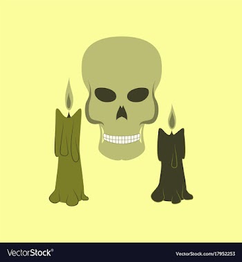 Flat on background of candle skull vector image