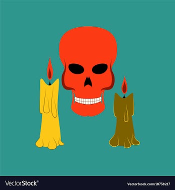 Flat on background of candle skull vector image