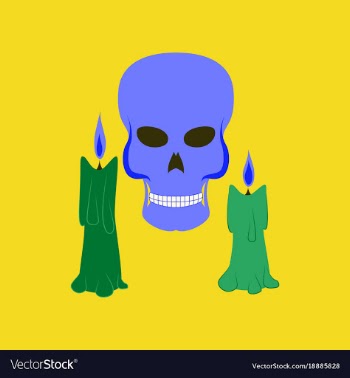 Flat on background of candle skull vector image