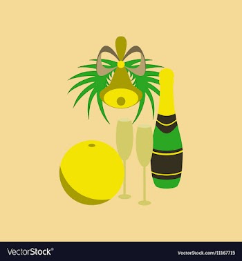 Flat on background of champagne bell vector image