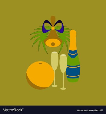 Flat on background of champagne bell vector image