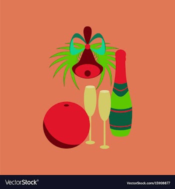 Flat on background of champagne bell vector image